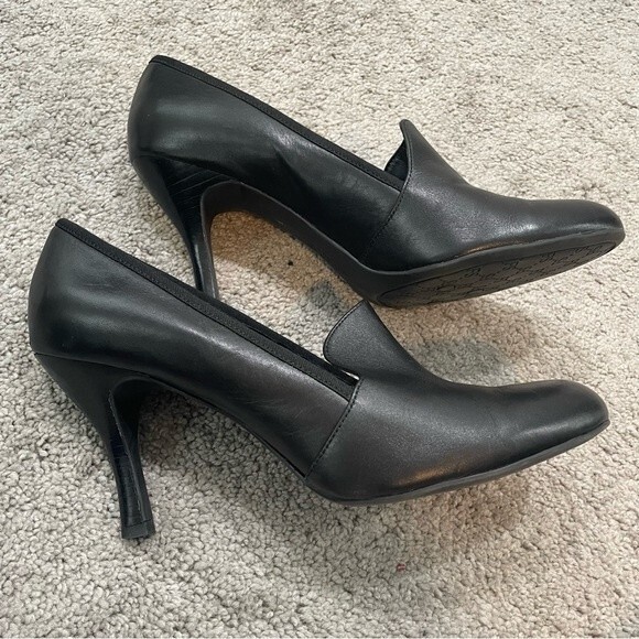 Franco Sarto Riva Black Leather Pump Heels Size 10 - Picture 3 of 11